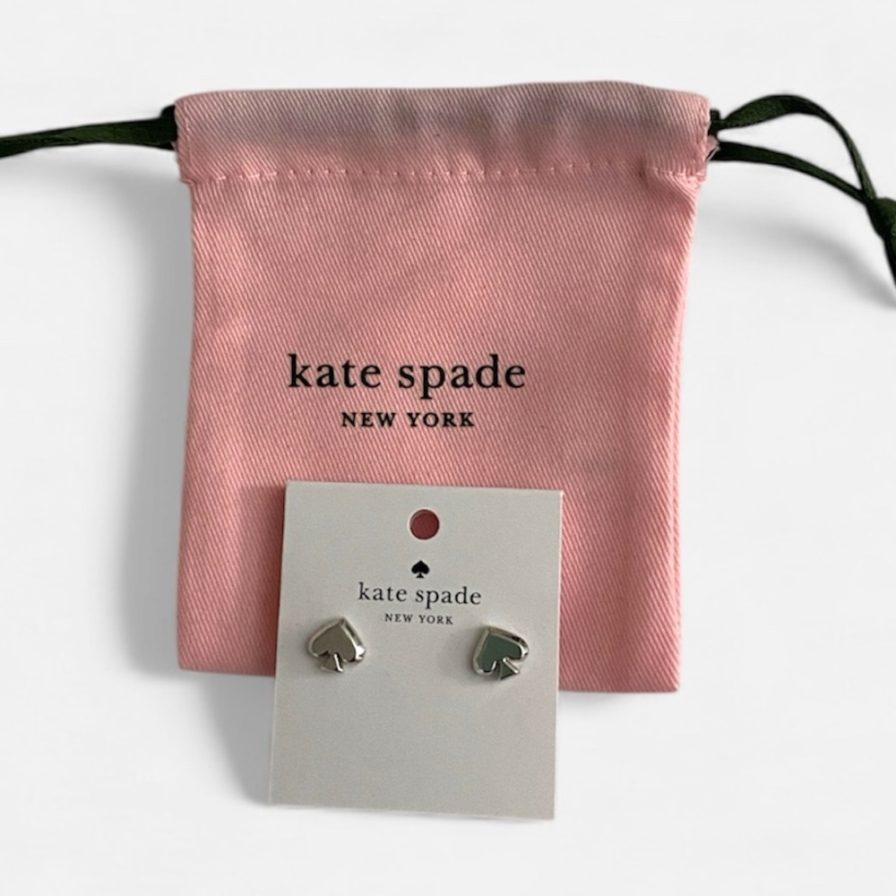 Kate Spade Silver Everyday Spade Stud Earrings with Dust Bag